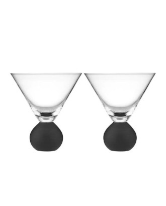 Set 2 pahare pentru martini, sticla cristalina, Astrid Matte Black - SIMONA'S COOKSHOP